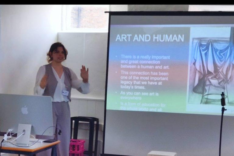 Krisilda Kastrati does a presentation on art as a lasting legacy